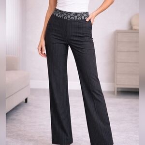 Antonio Marras Italian Pinstripe Wide Leg Pants Silk Waistband IT 44 (US 8)